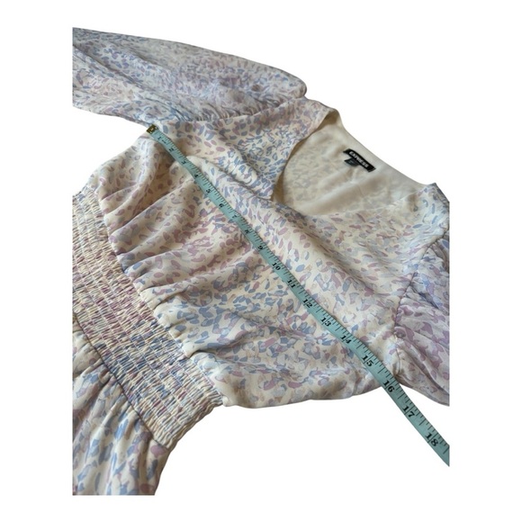 Express Floral Frenzy Pastel Smock Waist Ruffle Balloon Sleeve Mini Dress & Top - Picture 13 of 16